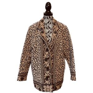 Vtg PAINTED PONY W’s S Animal Print Tapestry Jacket Coat Metal Buttons FLAW